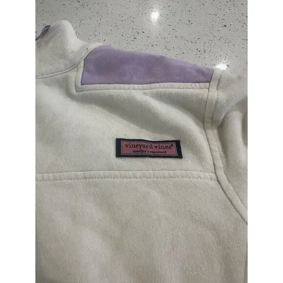 Vineyard Vines Mint Green 1/4 Zip Pullover Women’s Size S Purple Seersucker Trim - Picture 2 of 5